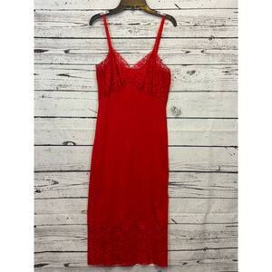 Women's Van Raalte Slip Dress Red Lace Trim Size 32
Medium
